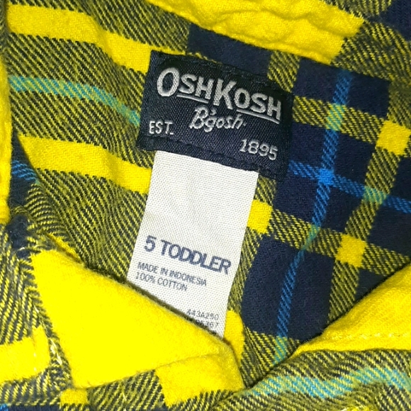 EUC- Osh Kosh B'Gosh Bright Yellow/Blue Flannel - Picture 3 of 10